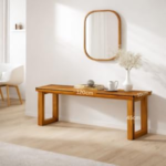 KRAYOG **120 cm Solid Sheesham Wood 3-Seater Bench for Living Room & Dining Table | Multipurpose Study & Drawing Room Seating | Brown Finish (120 x 35 x 45 cm)**
