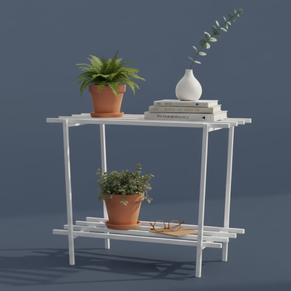 KRAYOG 2-Tier Metal Shelf Stand for Home, Kitchen, Bathroom & Balcony | Durable Powder-Coated Iron Storage Rack | Rust-Resistant Multipurpose Organizer (White, 120 × 24 × 78 cm) – Set of 2