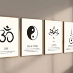 KRAYOG Spiritual Aesthetic Framed Meditation & Affirmation Wall Art – Big Motivational Poster for Living Room, Bedroom & Office Décor | Dopamine Art Gift for Girls & Boys (13 x 19 Inches, Spiritual Symbols A)