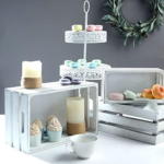 KRAYOG Set of 3 White Wooden Nesting Storage Crates with Handles – Handcrafted Solid Wood Farmhouse Decorative Storage Containers