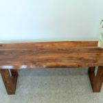 KRAYOG 3 Seater Wooden Dining Bench with Curved Live Edge Design – Solid Sheesham Wood Bench for Living Room, Home Office, Patio & Balcony | Brown Finish