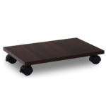 KRAYOG Heavy Duty Wooden CPU Trolley Stand with Lockable Wheels – Desktop Computer Tower Holder (Wenge Finish, 15.75 x 9.06 Inches)