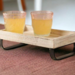 KRAYOG Handcrafted Rustic Wooden Serving Tray – Medium Brown Rectangular Kitchen Décor Tray – Natural Solid Wood – 10 x 6 x 3.5 Inches
