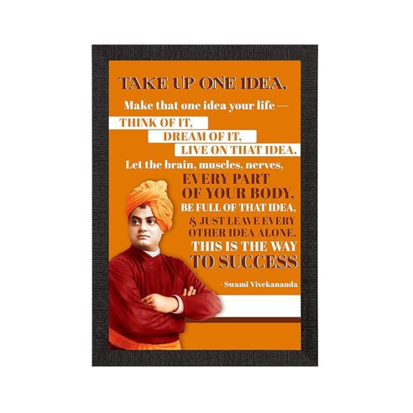 KRAYOG "Take Up One Idea" – Swami Vivekananda Inspirational Quote Wall Art | Digital Printed Motivational Painting for Office, Living Room & Home Décor | Perfect for Students & Entrepreneurs