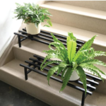 KRAYOG "Heavy-Duty One-Step Square Tube Plant Stand | Iron Pot Holder for Indoor & Outdoor, Balcony & Home Decor (Black, Set of 6)"