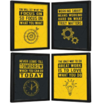 KRAYOG Motivational Quote Frames for Office & Study – Framed Posters with Inspirational Quotes for Office, Business, Study Room & Students (34 x 27 x 4 cm, Set of 4 Combo)