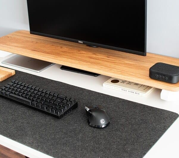 KRAYOG 100 cm Wooden Monitor Stand Riser with Storage Organizer & Wire Management Hole for Desk | Ergonomic Desktop Stand for Office, Home & Study Tables