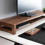 KRAYOG 66cm Wooden Monitor Stand with Storage Organizer for Desk & Table | Desktop Monitor Riser for Office, Home, Studio & Study (66cm Long)