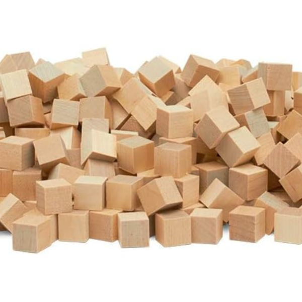 KRAYOG 250 Pieces 1/2 Inch Wooden Block Cubes – Solid Wood Square Blocks for DIY Crafts, Art Projects & Creative Activities