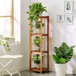 KRAYOG 4-Tier Wooden Plant Stand – Multipurpose Flower Pot & Planter Display Rack | Living Room Side Table | Indoor & Outdoor Vase & Pot Holder Shelving Unit