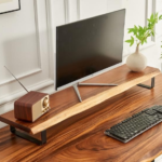KRAYOG 80 cm Wooden Long Monitor Stand Riser with Keyboard Storage | Desktop Shelf for Computer, TV & Laptop | A-Class Quality