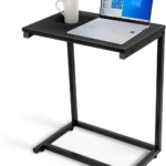 KRAYOG Engineered Wood C-Shaped End Table – Slide-Under Couch & Sofa Side Table for Living Room & Bedroom, Wide Laptop/TV Tray Table, 2’2” (H) x 2’ (W) x 1’2” (D), Black Finish