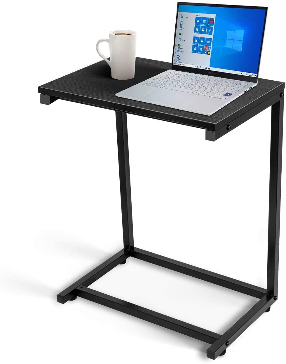 51zd5pbjc-L._SL1246_ KRAYOG Engineered Wood C-Shaped End Table – Slide-Under Couch & Sofa Side Table for Living Room & Bedroom, Wide Laptop/TV Tray Table, 2’2” (H) x 2’ (W) x 1’2” (D), Black Finish - Image 1