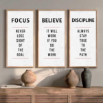 KRAYOG Motivational Quotes Wall Art Set of 3 with Frame for Office & Living Room Décor (10 × 19 Inches)