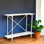 KRAYOG 2-Tier Metal Plant Stand– Large Indoor & Outdoor Flower Pot Stand for Balcony & Living Room | Stylish Home Décor Planter Stand (White Finish)**