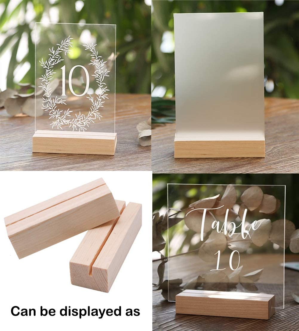 6188YXyVJSL._SL1108_ KRAYOG Natural Beech Wood Card Holder Set – 12.5 cm Table Number & Photo Display Stand | Conference Name Card & Buffet Menu Holder (Set of 6) - Image 1