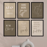 KRAYOG Motivational Quotes Wall Frames – Rectangular Photo Frames for Wall Décor – Inspirational Wall Posters with Frames for Home & Office – Set of 6 Black (Art 10, 10x13 Inches)