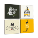 KRAYOG Motivational Wall Art Poster Set – 4 Framed Prints, 10" x 10" (Style D)