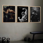 KRAYOG Bodybuilding Motivational Quotes Framed Wall Art Set of 3 | Aesthetic Fitness & Workout Posters for Living Room, Bedroom, Office & Gym Décor (13 x 17 Inch Each)