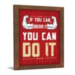 KRAYOG Gym Motivational Wall Frame 9” x 13.5” – Brown Finish Frame | Inspirational Fitness Quote Wall Art for Gym Room, Home & Office Décor | Acrylic Cover | Easy to Hang (Theme 16)