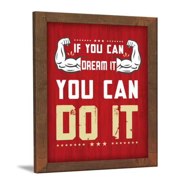 KRAYOG Gym Motivational Wall Frame 9” x 13.5” – Brown Finish Frame | Inspirational Fitness Quote Wall Art for Gym Room, Home & Office Décor | Acrylic Cover | Easy to Hang (Theme 16)