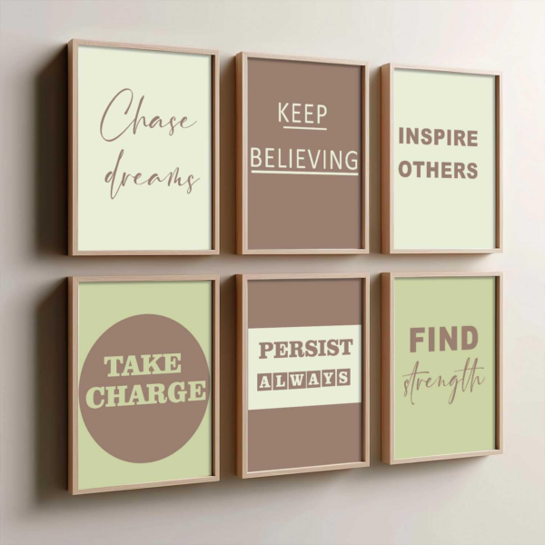 KRAYOG Motivational Wall Décor Frames for Home and Office – Pack of 6 (13x17 Inch)