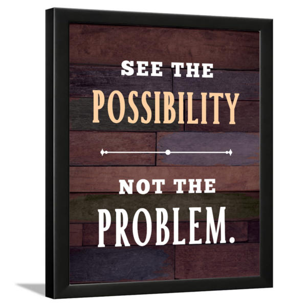 KRAYOG “See The Possibility Not The Problem” Quote with Frame – Inspirational Wall Décor Poster (14 x 11 Inches)