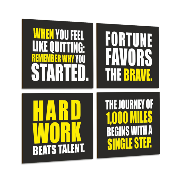 KRAYOG Motivational Wall Art Poster Set – 4 Framed Prints, 10" x 10" (Style H)