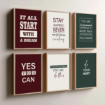 KRAYOG Motivational Quote Frames for Room & Office – Set of 6 (13 x 17 Inch Size)