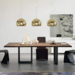 KRAYOG Wooden 6-Seater Dining Table Only – 69 x 28 Inch Rectangular Table | Walnut Finish Top with Black Metal Base Legs | Ideal for Home, Office, Hotel & Restaurant (Sigma Design)