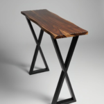 KRAYOG **Sheesham Wood Console Table for Living Room | Wooden Side & Entryway Table for Home & Office | Hallway & Foyer Accent Table | Dark Walnut Finish with Black Coated Metal Frame**