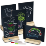 KRAYOG Set of 2 Small Chalkboard Signs with Stand – 6x8 Inch Wooden Double-Sided Tabletop Message Boards, Adjustable Angle & Dual Style Display for Café, Restaurant, Shop, Hotel, Office & Party Décor**