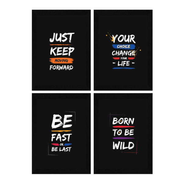 KRAYOG Health Quotes Wall Frame Art Painting – Multicolor Gym Inspirational Wall Décor, 10 x 13 Inches Each, 20 x 26 Inches Combined Display, Set of 4 Frames
