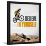 KRAYOG Believe & Confidence Motivational Quote Framed Poster | Cycle Theme Inspirational Wall Frame for Office, Students & Entrepreneurs | Ready-to-Hang Quote Décor (14 x 11 Inches)