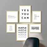 KRAYOG Motivational Quotes Wall Frame Set for Home Décor – Inspiring Quote Posters for Living Room, Office & Study Room Decoration, Multicolor Designs, Assorted Sizes, Set of 6