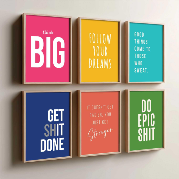 KRAYOG Motivational Quotes Wall Frames – Inspirational Photo Frames for Wall Décor – Framed Quote Posters for Home, Room & Office – Set of 6 (Art 7, 10x13 Inches)