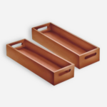 KRAYOG Multipurpose Wooden Serving Tray Set of 2 | Breakfast & Tea Serving Platter | Storage & Table Décor Tray for Kitchen & Home (Natural Finish)