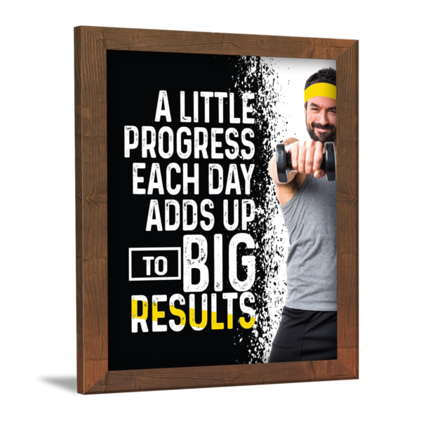 KRAYOG Gym Motivational Wall Frame – 9 x 13.5 Inch | Brown Frame with Acrylic | Fitness Quote Wall Art for Gym Room, Home & Office | Ready to Hang (Theme 15)
