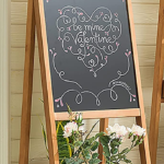 KRAYOG **Teak Wood Free-Standing Chalkboard Easel – Sturdy Sidewalk Sandwich Board with Built-In Plant Stand | Outdoor Chalkboard Sign for Weddings, Events & More (EAS2)**