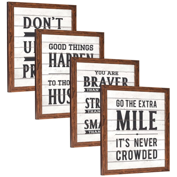 KRAYOG Motivational Quote Frames – Inspirational Wall Quotes for Office, Students & Study Room (14 x 11 Inches, Set of 4) – Classic Inspirational Quotes Collection