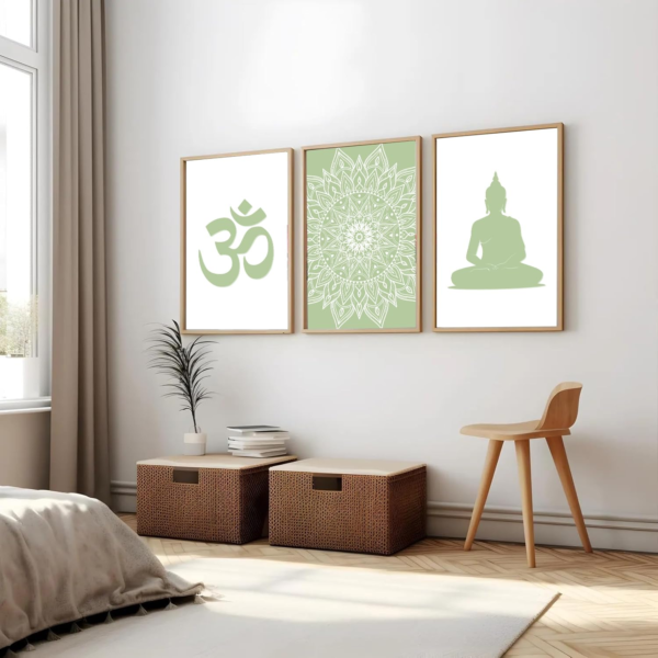 KRAYOG Spiritual Aesthetic Framed Meditation & Affirmation Wall Art – Large Motivational Poster for Living Room, Bedroom & Office Décor | Dopamine Art Gift for Girls & Boys (13 x 19 Inches, Meditation Trio B)**