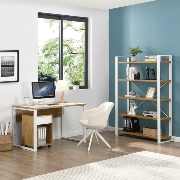KRAYOG 120 x 60 CM Wide Computer Desk with Mobile Storage Cabinet | Office & Study Table with Drawer and Storage | Modern Design for Teen Rooms | DIY Assembly