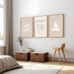 KRAYOG Spiritual Aesthetic Framed Meditation & Affirmation Wall Art – Large Motivational Poster for Living Room, Bedroom & Office Décor | Dopamine Art Gift for Girls & Boys (13 x 19 Inches, Meditation Trio A)**