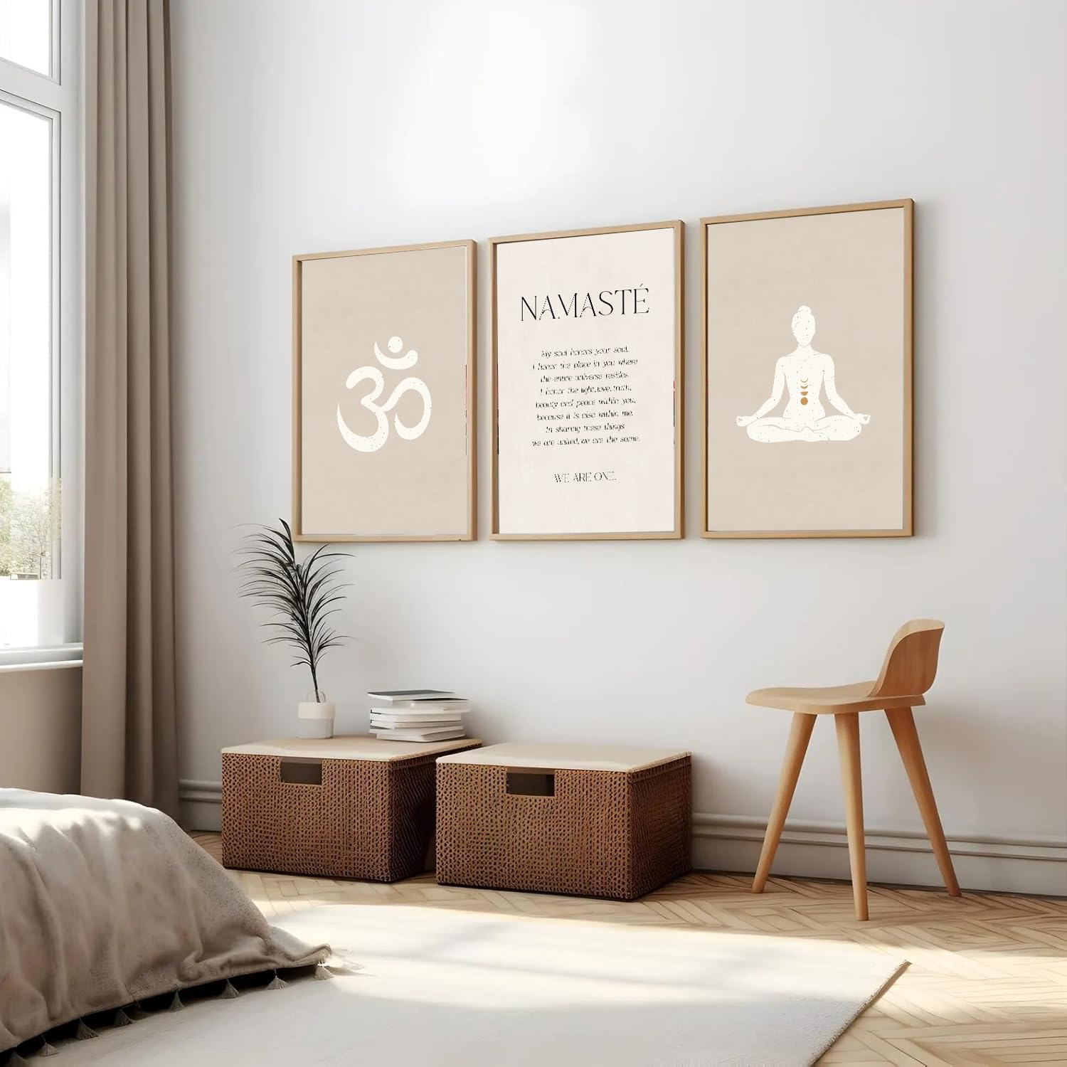 714UpDn6l7L._SL1500_ KRAYOG Spiritual Aesthetic Framed Meditation & Affirmation Wall Art – Large Motivational Poster for Living Room, Bedroom & Office Décor | Dopamine Art Gift for Girls & Boys (13 x 19 Inches, Meditation Trio A)** - Image 1