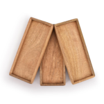 KRAYOG Mango Wood Serving Platter Set of 3 with Raised Edges – Wooden Display Trays for Fruits, Snacks, Appetizers, Sushi & Decorative Serving (12 x 5 x 0.75 Inch)**