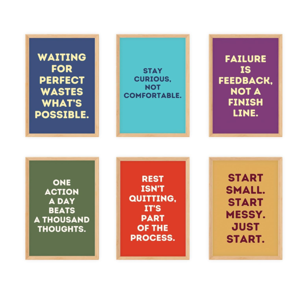 KRAYOG Set of 6 Motivational Quotes Framed Wall Posters for Office, Living Room & Bedroom Décor | Inspirational Quote Frames for Home Decoration & Gifting (Set 2, A4 – 10x13 Inch)
