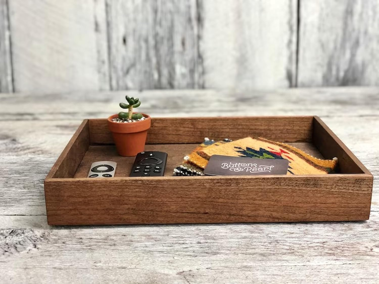 718xQyS0XML._SL1500_ KRAYOG Hamdan Large Walnut Serving Tray with Cutout Handles – Rectangular Butler Tray for Breakfast in Bed, Coffee Table Décor & Party Use (Square Design) - Image 1