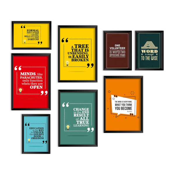 KRAYOG Inspirational Quote Wall Art – Motivational Framed Posters for Living Room, Bedroom & Office Décor, Set of 8 (Available in 9 x 12.5 in & 12.5 x 18 in) – Design E