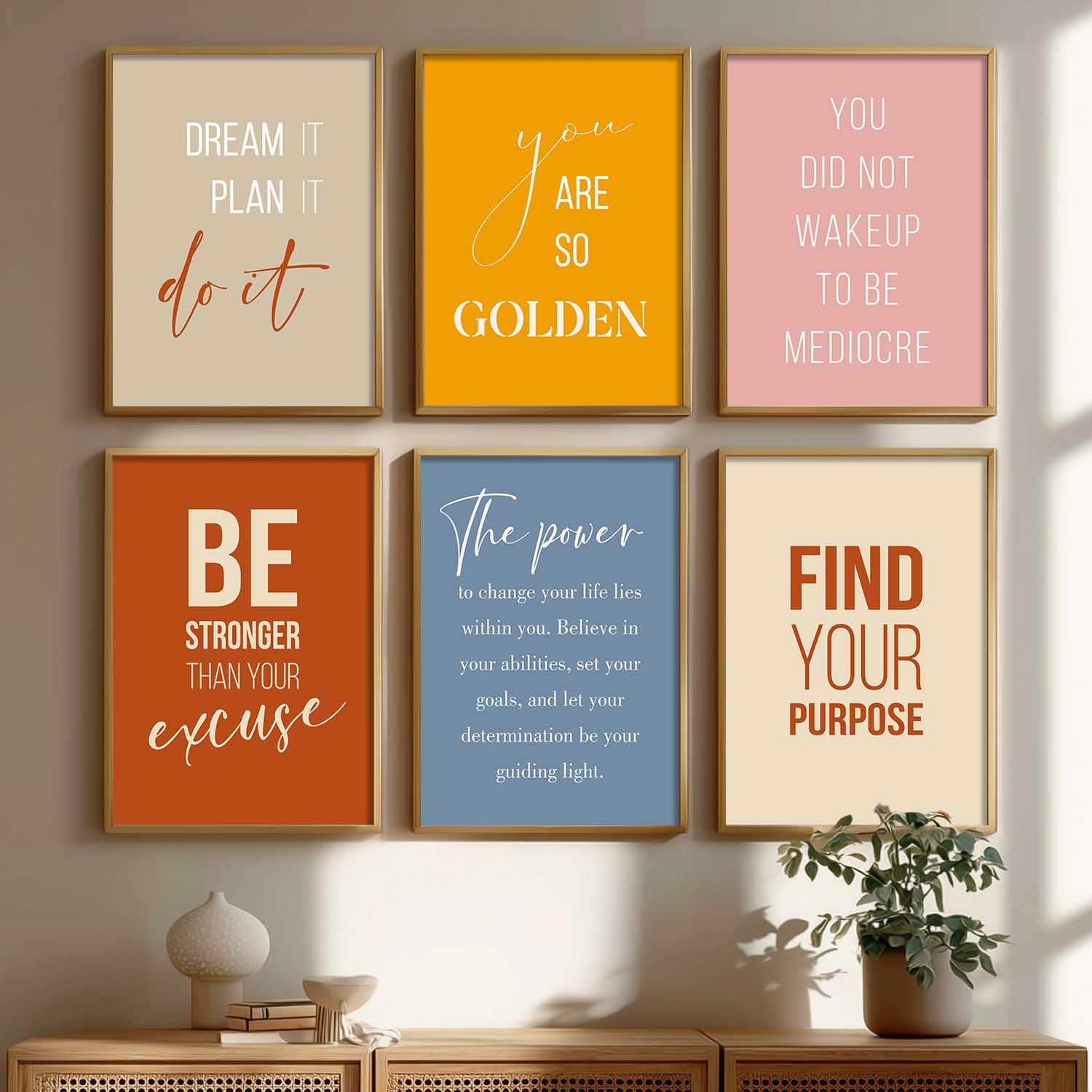 71KL4Z-kG9L._SL1500_ KRAYOG Engineered Wood Motivational Quotes Wall Frames – Rectangular Brown Photo Frames for Wall Décor – Framed Quote Posters for Home, Room & Office – Set of 6 (Art 4, 10x13 Inches) - Image 1
