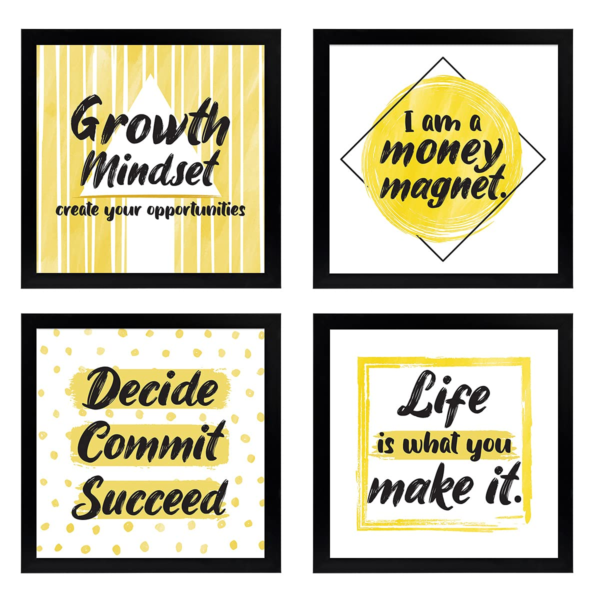 KRAYOG Motivational Quote Framed Poster | Engineered Wood Inspirational Wall Frame | Ready-to-Hang Wall Décor (9 x 9 Inches)